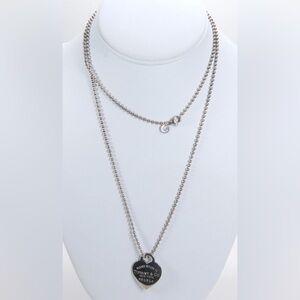 Tiffany & Co. Sterling Silver Please Return To Heart Tag Ball Chain Necklace